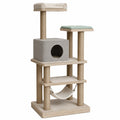 Árbol para gatos de madera aglomerada beige y gris con sisal