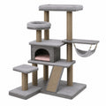 Árbol para Gatos con Rascador de MDF y Hamaca Gris