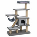 Árbol para Gato de Madera y Sisal con Plataforma y Hamaca Gris