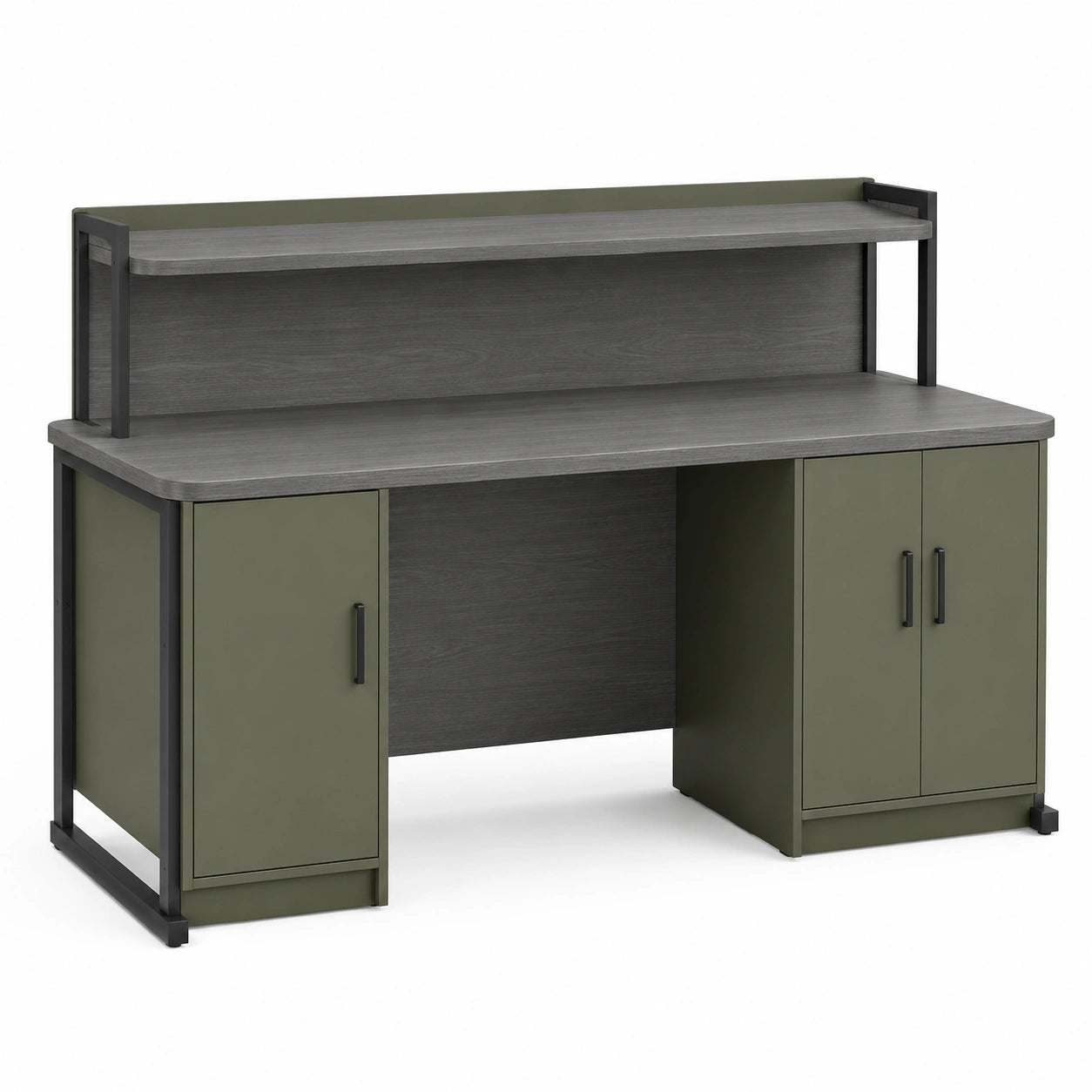 Escritorio de Madera Compuesta y Metal con Almacenamiento Verde/Gris 150x60x120 cm