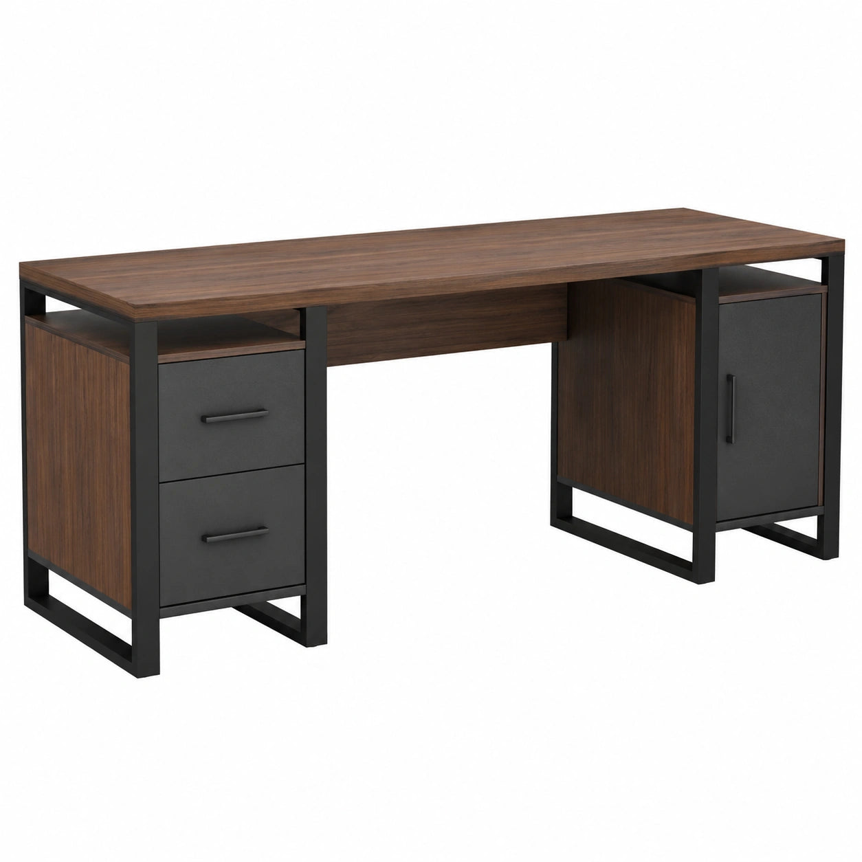 Escritorio de MDF y Metal con Cajones y Puerta 150x60x75 cm