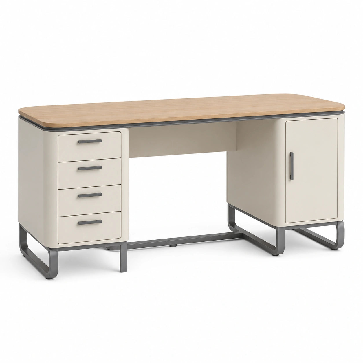 Escritorio de MDF y Acero con 4 Cajones y 1 Puerta 150x60x75cm