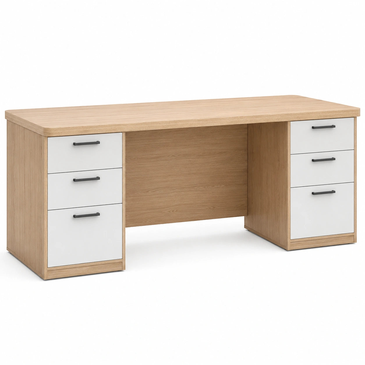 Escritorio de Madera con Cajoneras y 6 Cajones