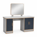 Tocador de MDF y Madera con Espejo y Puertas Azul y Gris