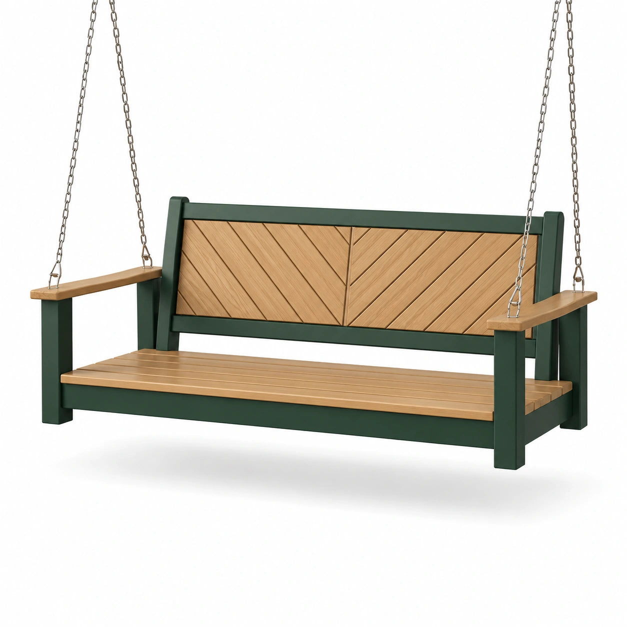 Banco Colgante de HDPE y Acero Galvanizado Madera/Verde 120cm