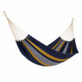 Hamaca de Algodón Rayada Azul Amarillo y Gris 200x150 cm
