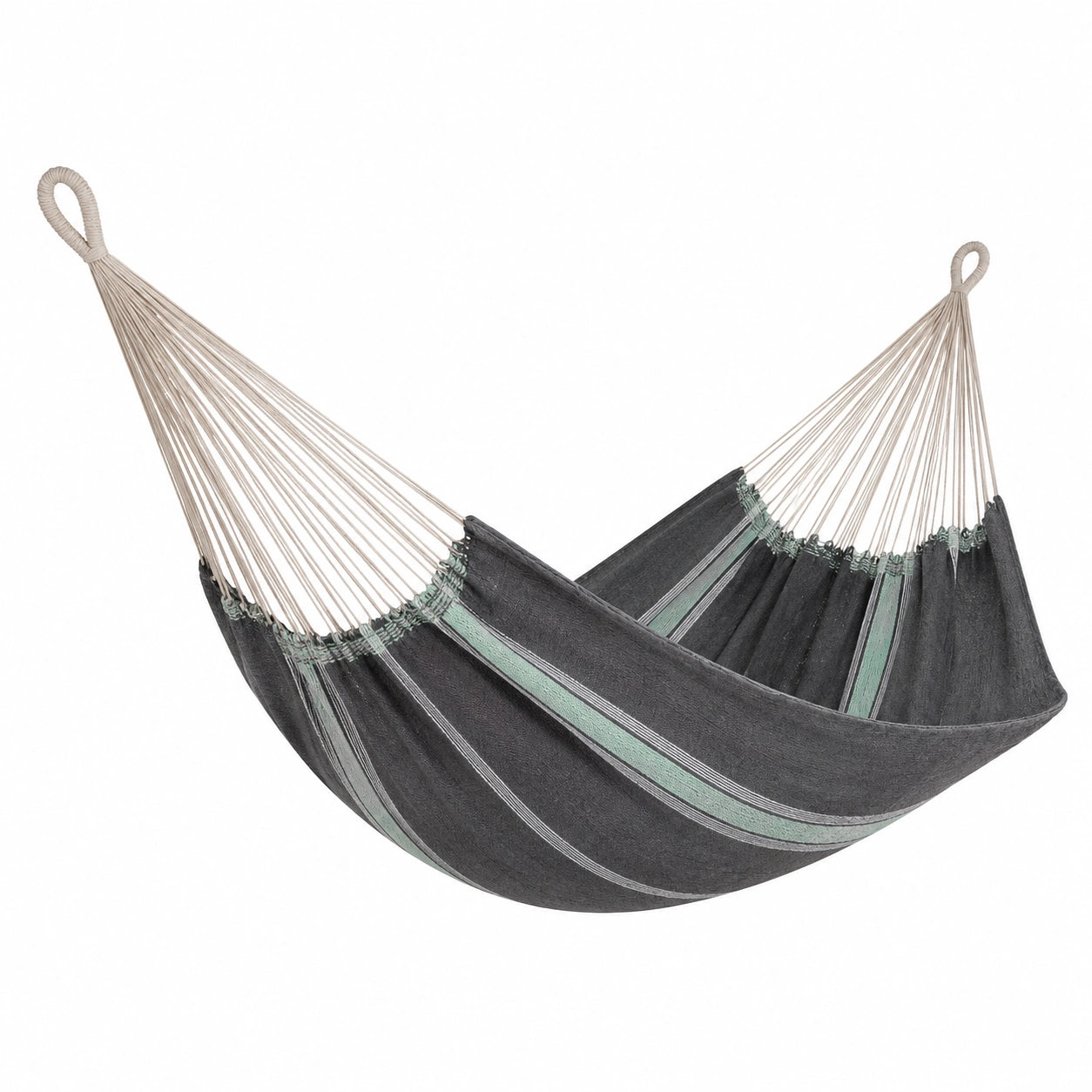 Hamaca de Lona de Algodón Gris y Verde 200cm x 150cm