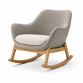 Silla Mecedora de Madera y Tela Gris Beige