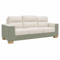 Sofá de Tela Beige y Verde con Patas de Roble 200cm