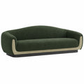 Sofá Curvo 3 Plazas Verde/Beige Bouclé