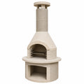 Barbacoa de Piedra Beige con Chimenea Redonda