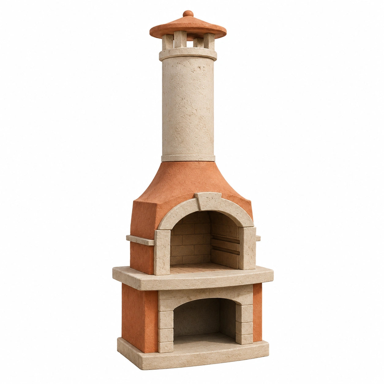 Barbacoa de Hormigón para Exteriores Beige y Naranja con Chimenea