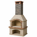 Barbacoa de Exterior de Hormigón y Ladrillo con Chimenea de Piedra
