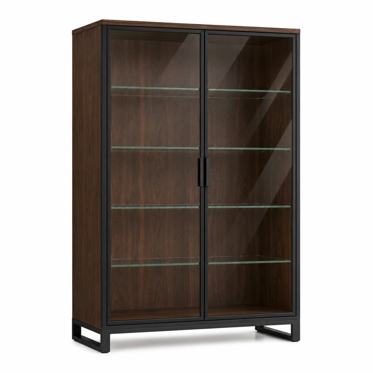 Vitrina de MDF con Puertas de Vidrio Templado y Marco Metálico