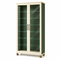 Vitrina de Madera con Puertas de Vidrio Templado Verde y Crema 180cm x 80cm x 40cm