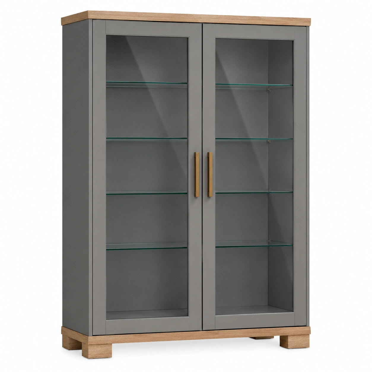 Vitrina de Madera de Roble y Vidrio Templado Gris 190x100x40 cm