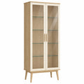 Vitrina de madera roble con puertas de vidrio templado 180x80x40 cm