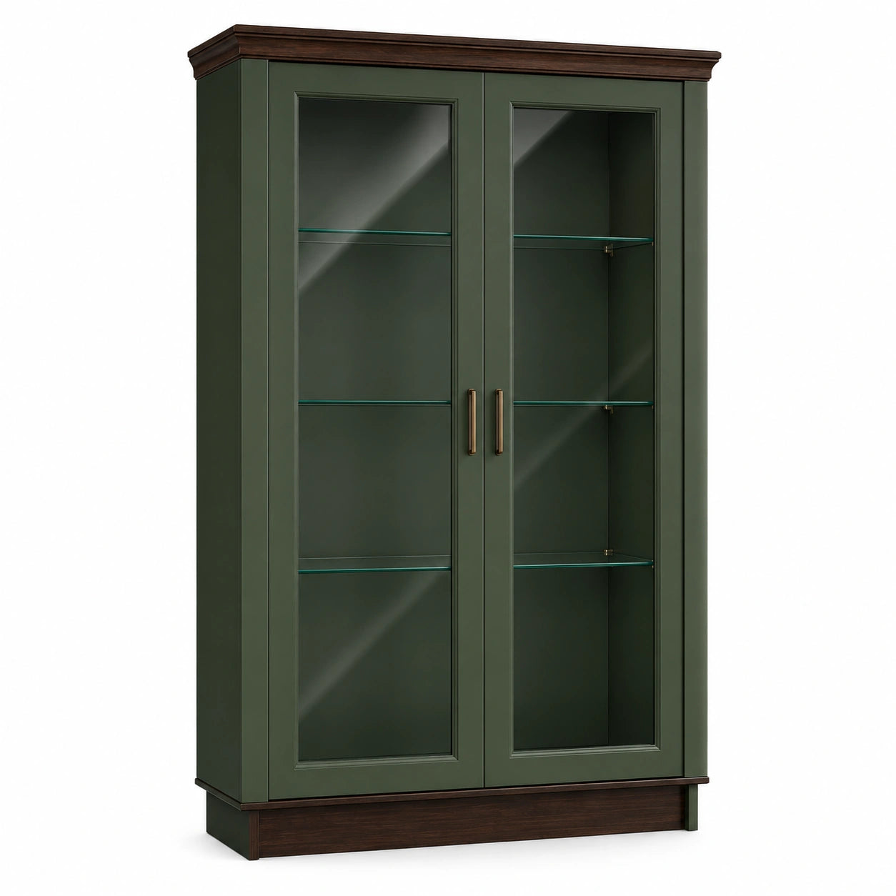 Vitrina de Madera y Vidrio Templado Verde Oscuro 180x80x35 cm
