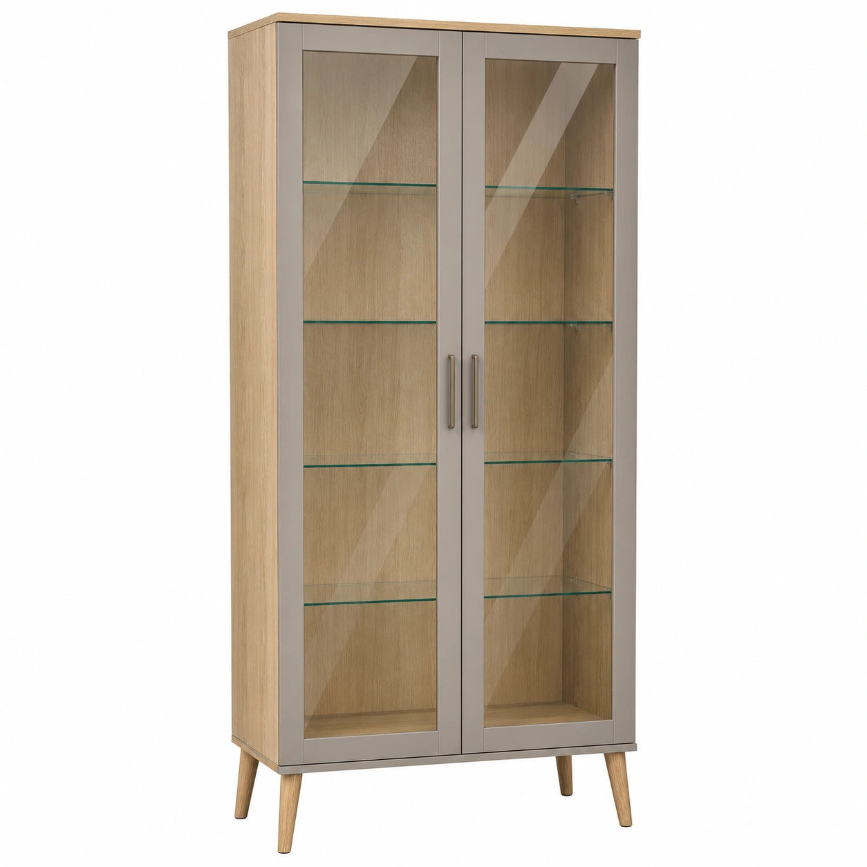 Vitrina de Madera con Puertas de Vidrio Templado 180x80x40 cm Roble/Gris
