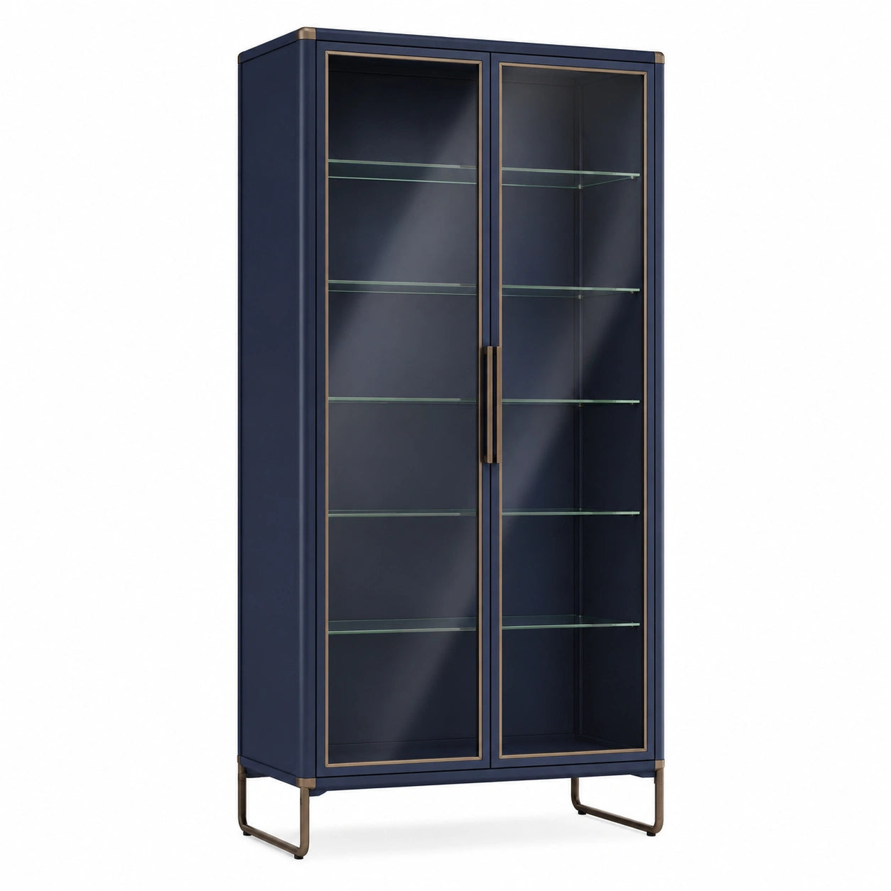 Vitrina de Metal Azul con Puertas de Vidrio Templado
