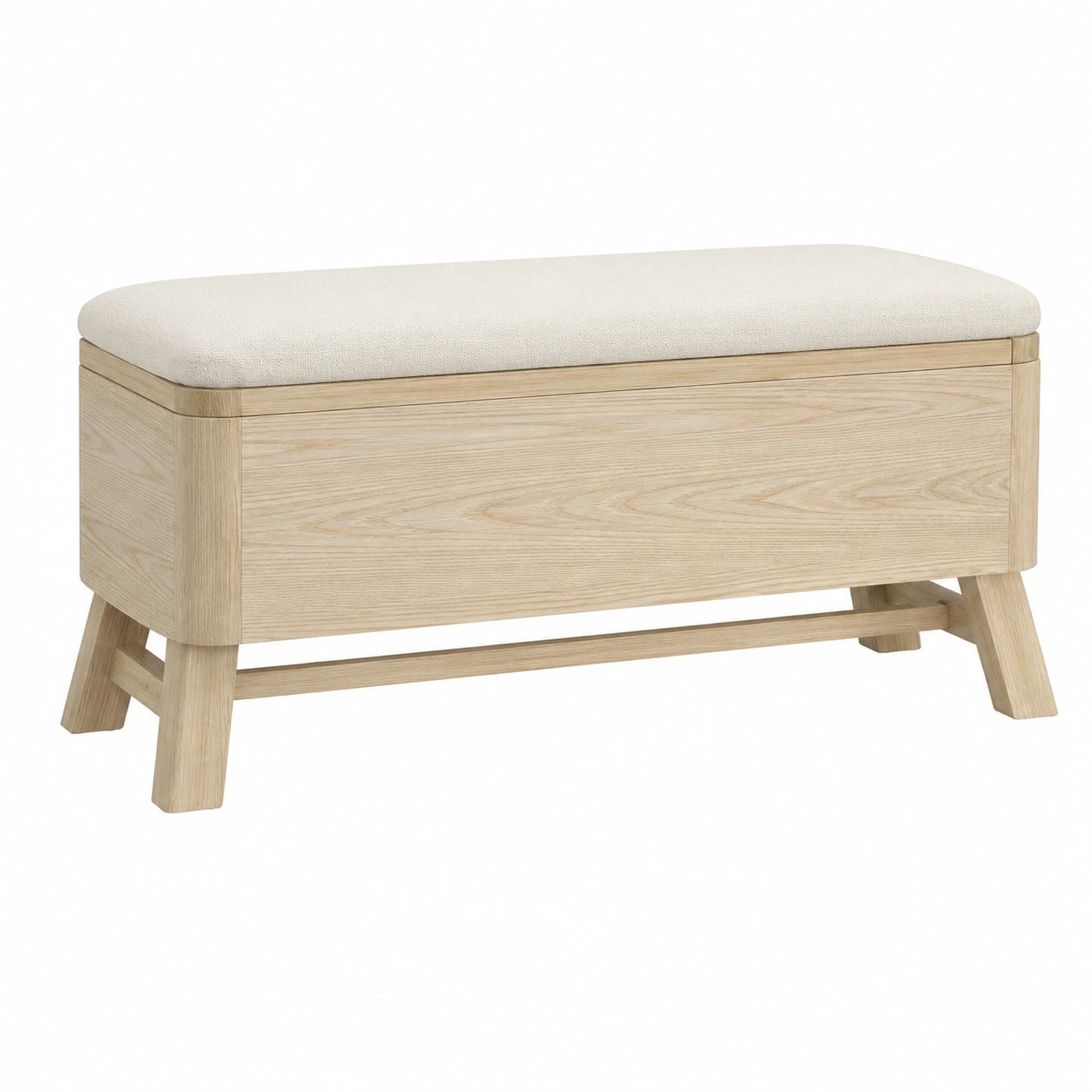 Banco de Madera con Asiento Acolchado Beige