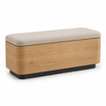 Banco de madera con asiento de poliéster beige