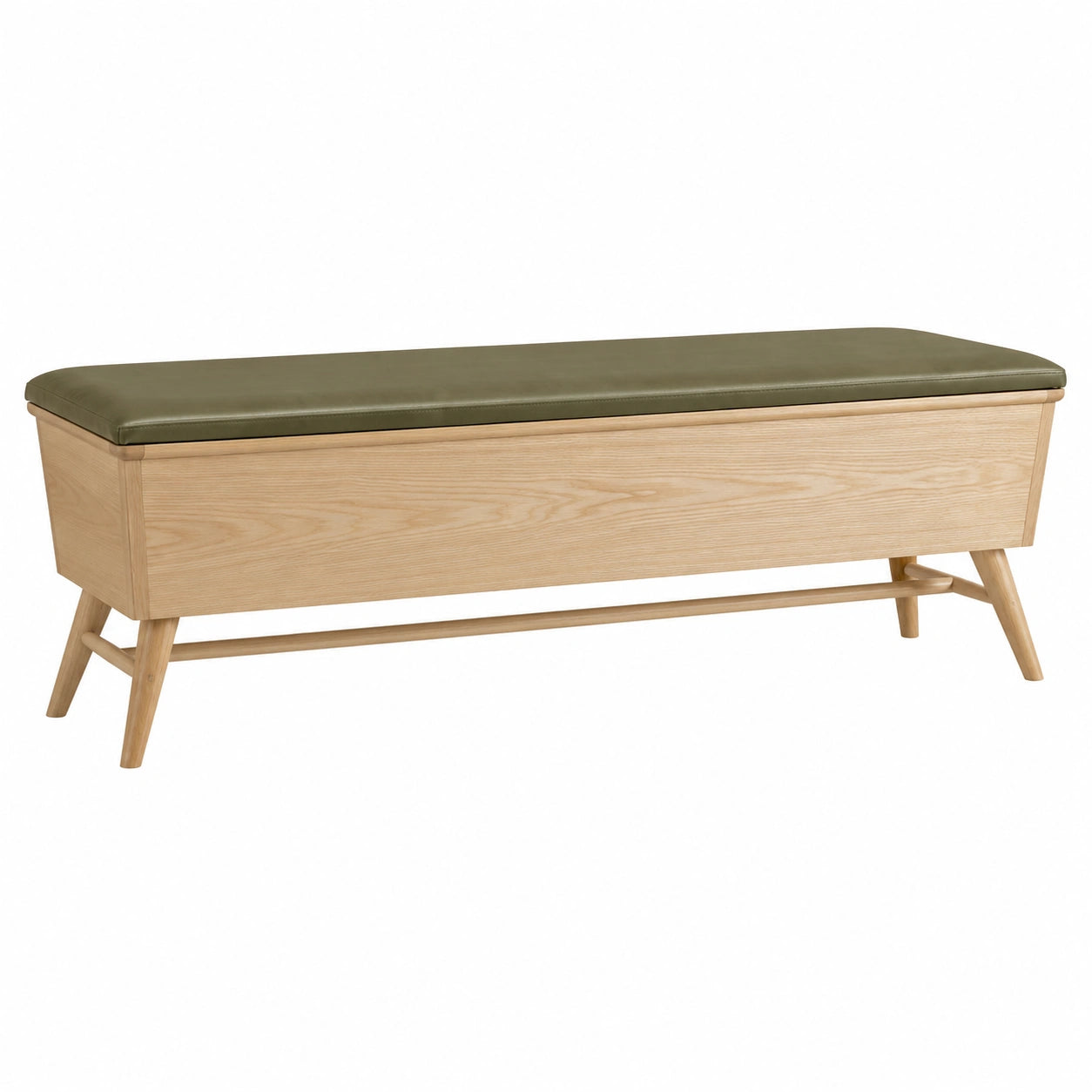 Banco de almacenamiento de madera con asiento de cuero sintético Verde 120x40x45 cm