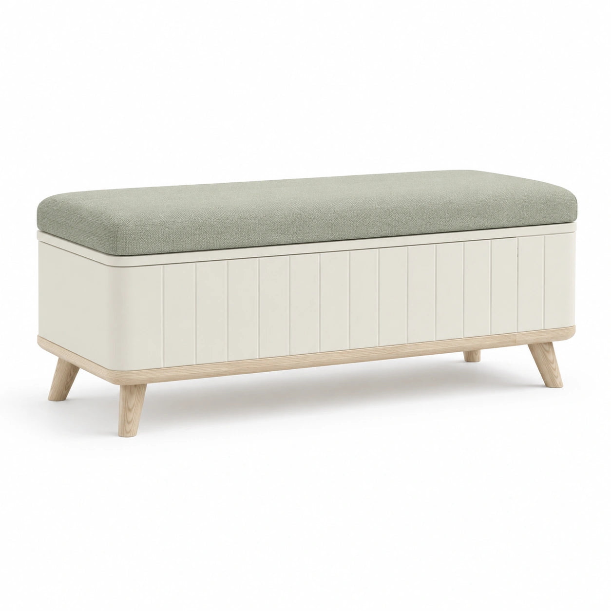 Banco de almacenamiento de madera con asiento de tela 120cm