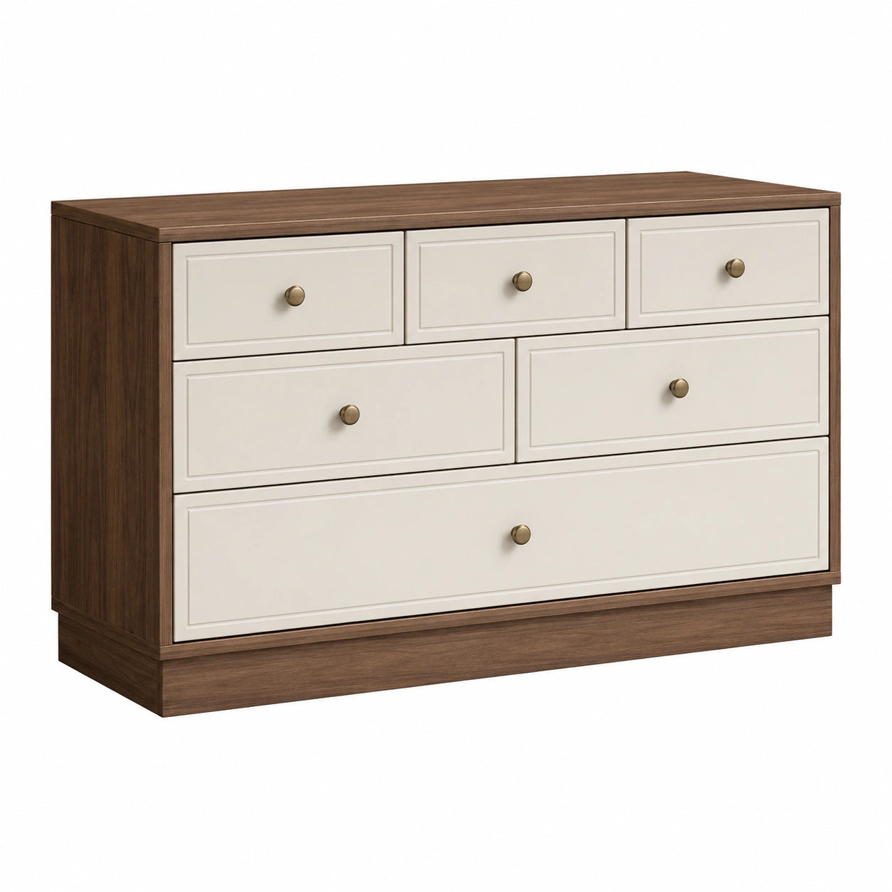 Cajonera de Madera Contrachapada Marrón y Blanco con 5 Cajones