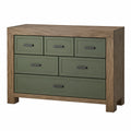 Cajonera de MDF y roble con 5 cajones verde 120x40x90cm