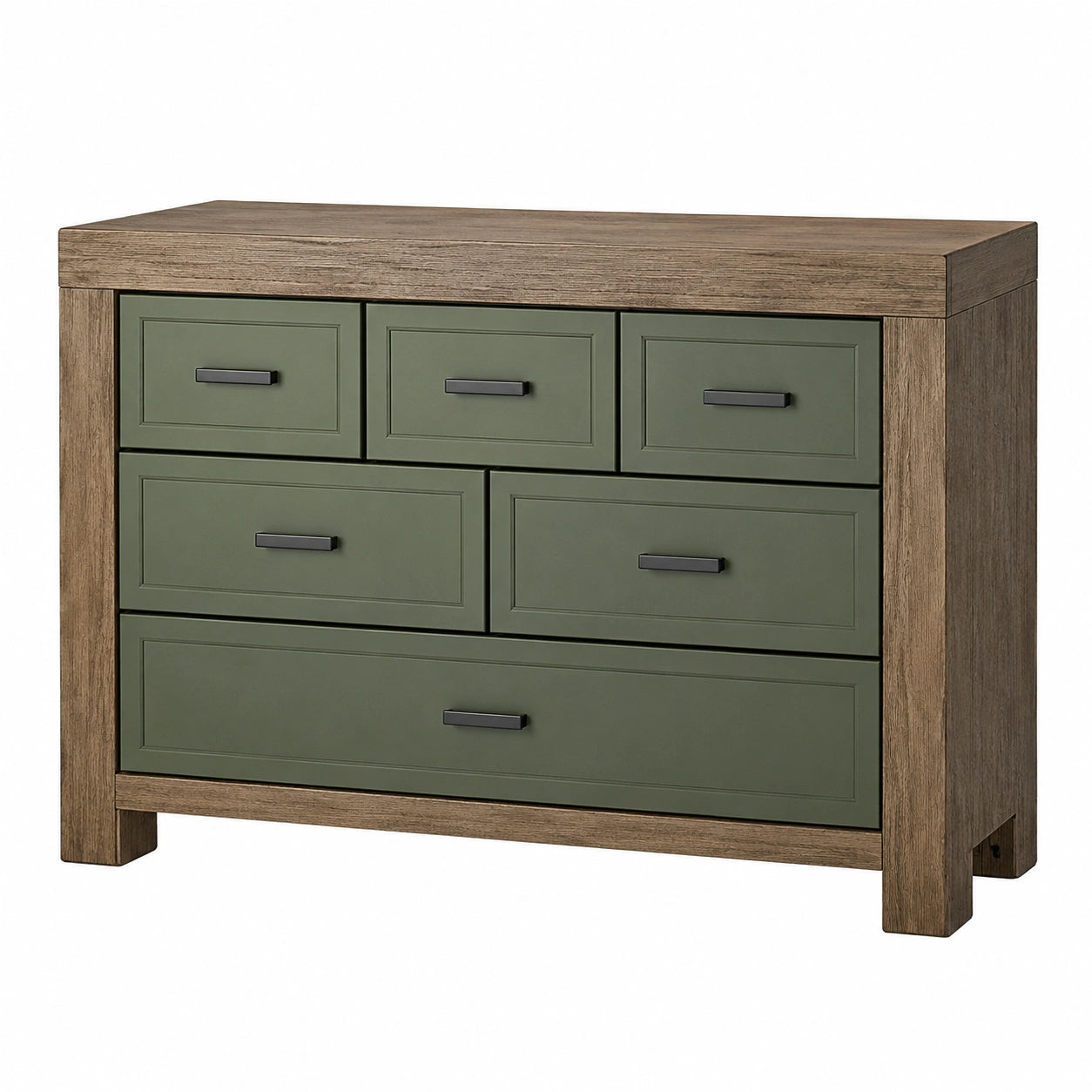 Cajonera de MDF y roble con 5 cajones verde 120x40x90cm