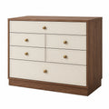 Cajonera de Madera y MDF de 6 Cajones Beige/Nogal