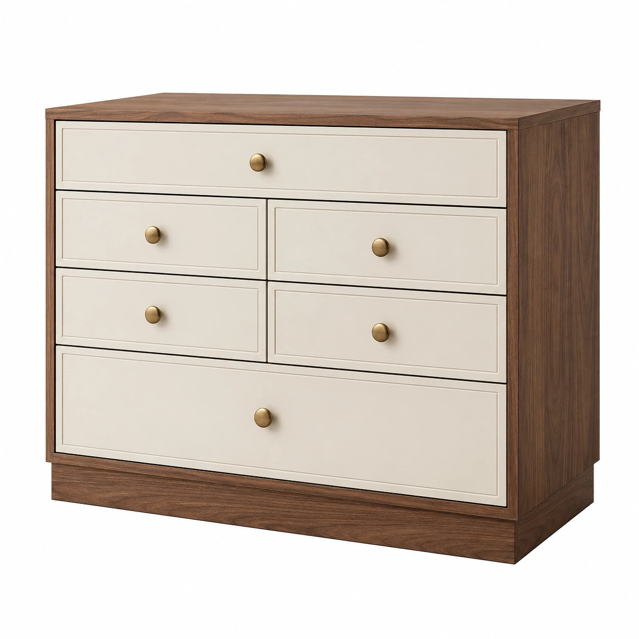 Cajonera de Madera y MDF de 6 Cajones Beige/Nogal