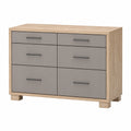Cómoda de 6 Cajones de Madera y MDF Gris Roble Claro 101x80x40 cm