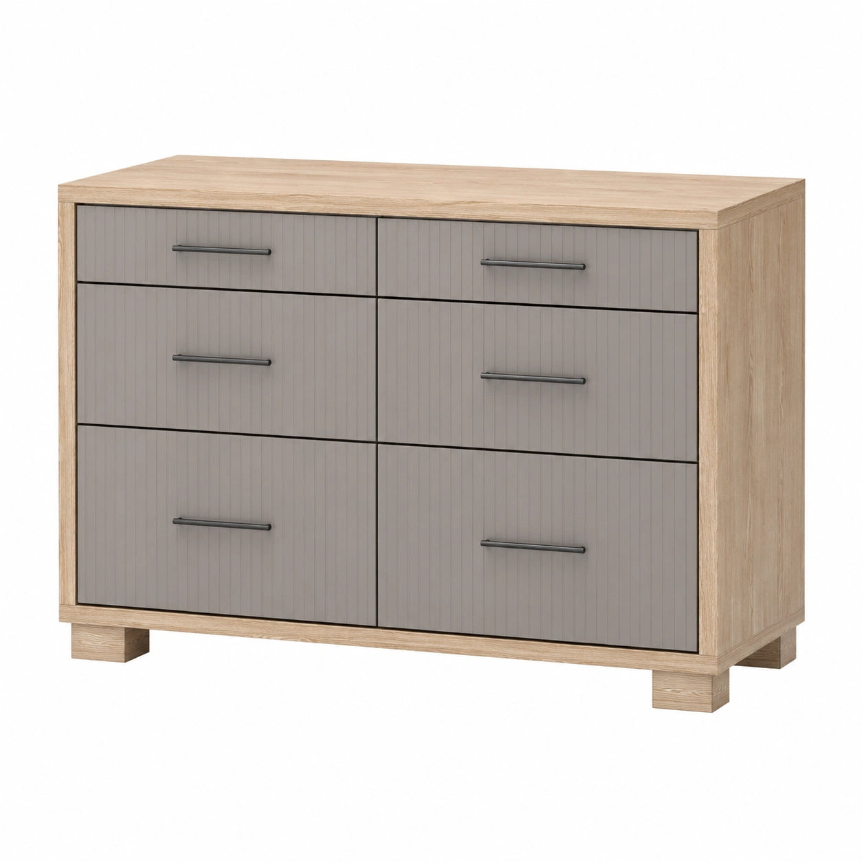 Cómoda de 6 Cajones de Madera y MDF Gris Roble Claro 101x80x40 cm
