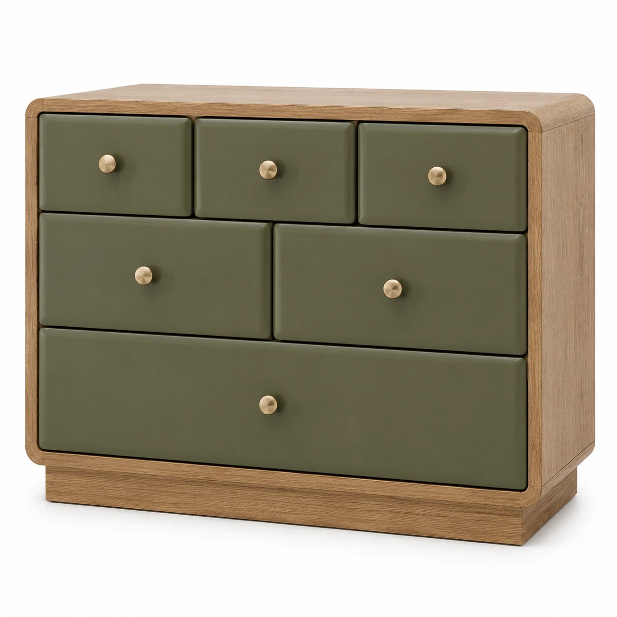 Cajonera de Madera con Frente de MDF Verde y 6 Cajones