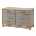 Cajonera de Madera con 6 Cajones en Tablero de Partículas y MDF Gris/Roble Claro 120x40x80cm