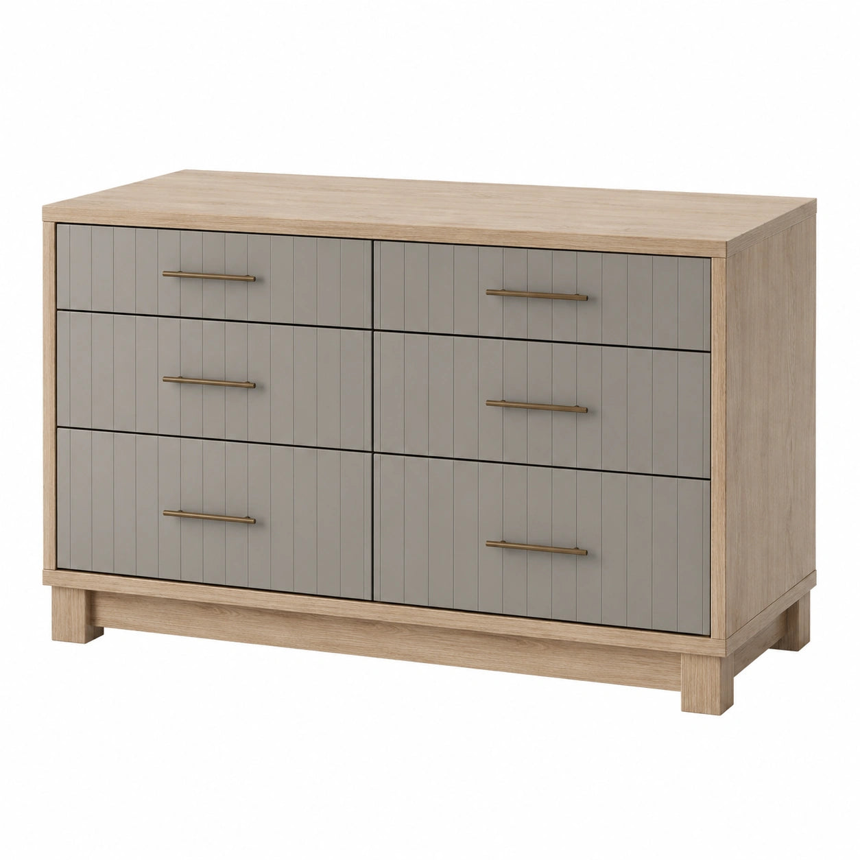 Cajonera de Madera con 6 Cajones en Tablero de Partículas y MDF Gris/Roble Claro 120x40x80cm