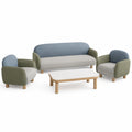 Conjunto de Muebles Infantiles de Tela Azul, Verde y Gris con Estructura de Madera