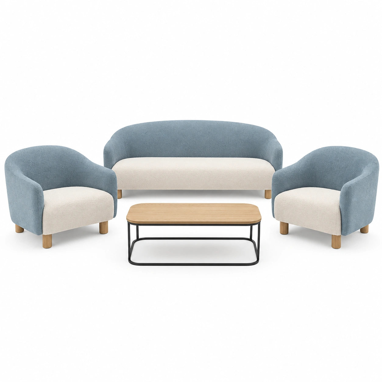 Conjunto de sala de estar de tela con sofá y mesa de centro