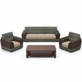 Conjunto de Sofás y Sillones en Tela con Mesa de Centro de Madera